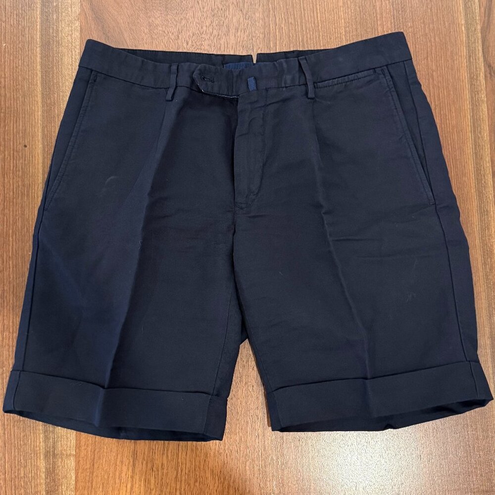 Incotex - Linen Pleated Chino Short - Navy - 46